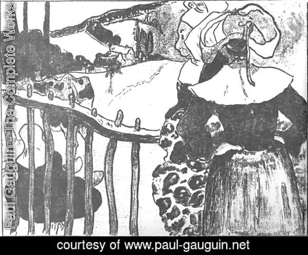 Paul Gauguin - Breton Women at a Fence