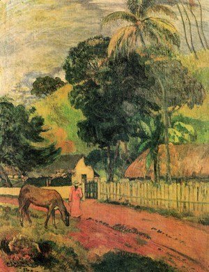 Paul Gauguin - Landscape (horse at the way)