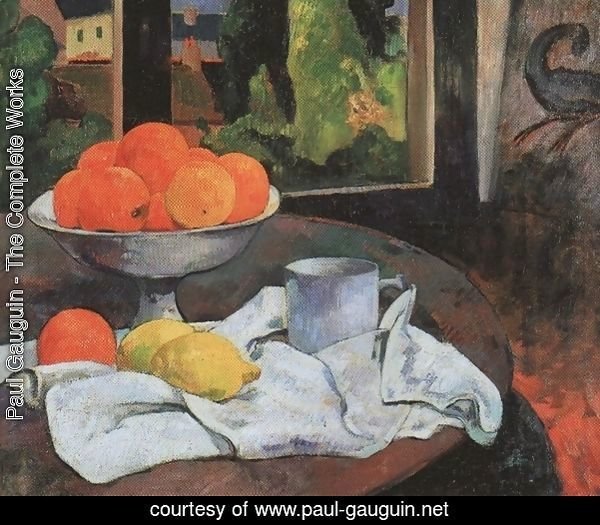Still life with fruit bowl and lemons