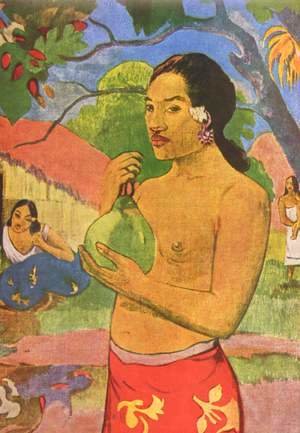 Tahiti woman with fruit, detail