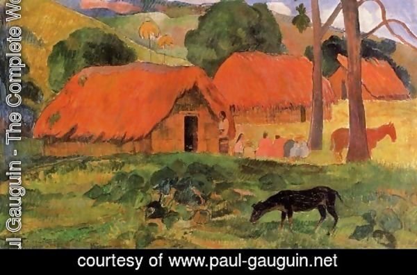Paul Gauguin - Three Huts, Tahiti
