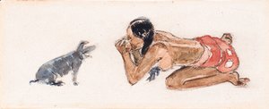 Paul Gauguin - Tahitian Woman with Pig (Otahi)