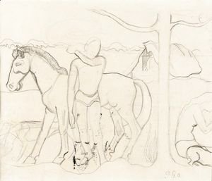 Paul Gauguin - Homme Et Cheval Dans Un Paysage