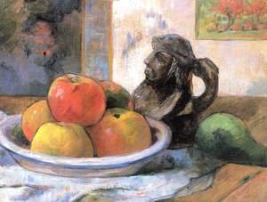 Still life with apple, pear and mug