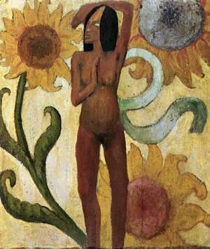 Caribbean Woman with Sunflowers
