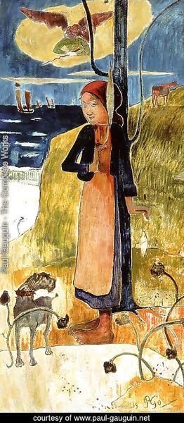 Paul Gauguin - Jeanne d'Arc, or Breton girl spinning