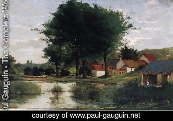 Paul Gauguin - Autumn Landscape Aka Farm And Pond