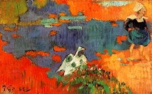 Paul Gauguin - Breton Woman And Goose By The Water