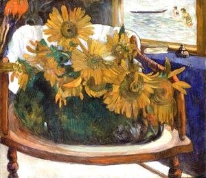 Still Life With Sunflowers On An Armchair