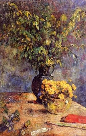 Paul Gauguin - Two Vases Of Flowers And A Fan