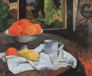 Still life with fruit bowl and lemons