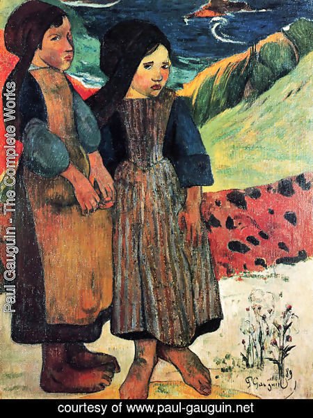 Paul Gauguin - Two small Bretons near the sea