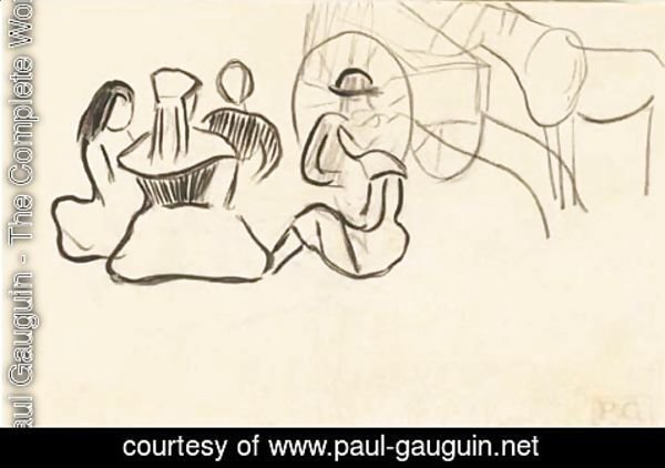Paul Gauguin - Groupe breton assis et carriole