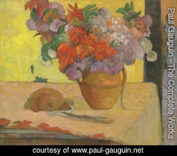 Paul Gauguin - Vase de fleurs et gourde