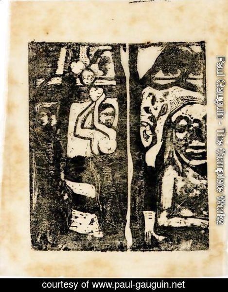 Paul Gauguin - Femme Cueillant Des Fruits Et Oviri