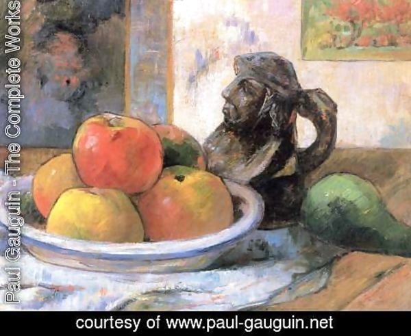 Paul Gauguin - Still life with apple, pear and mug