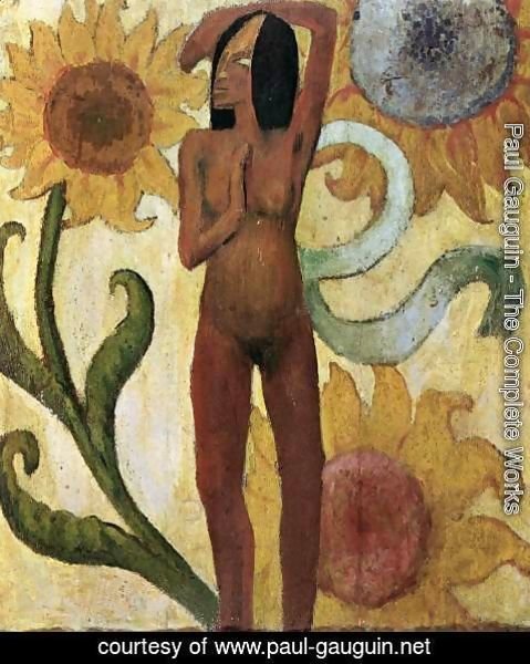 Paul Gauguin - Caribbean Woman with Sunflowers