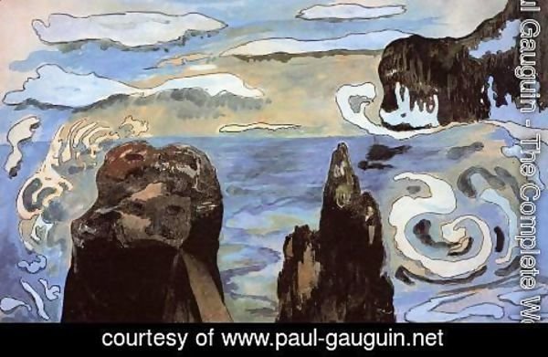Paul Gauguin - At The Black Rocks Aka Rocks By The Sea