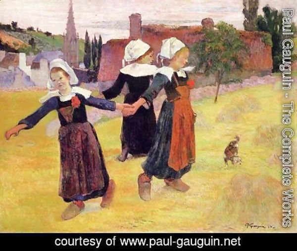 Paul Gauguin - Breton Girls Dancing Aka Dancing A Round In The Haystacks