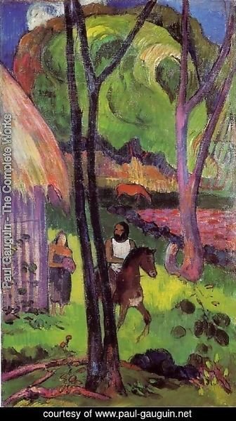 Paul Gauguin - Cavalier Devant La Case