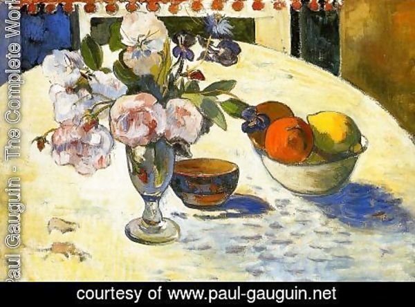 Paul Gauguin - Flowers In A Fruit Bowl