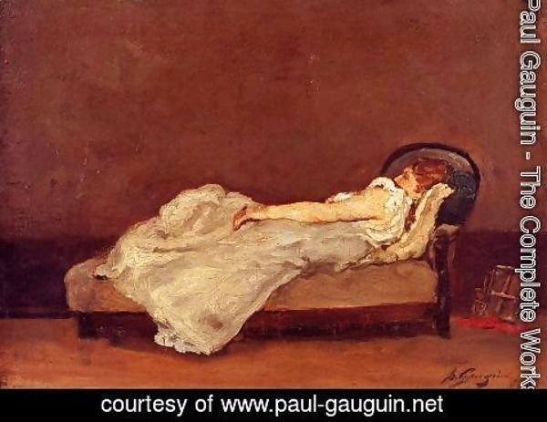 Paul Gauguin - Mette Asleep On A Sova