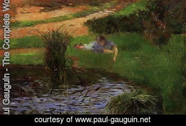 Paul Gauguin - Pond With Ducks Aka Girl Amusing Herself