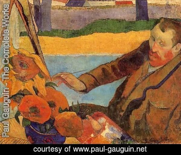 Paul Gauguin - Portrait Of Vincent Van Gogh Painting Sunflowers Aka Villa Rotunda By Emma Ciardi