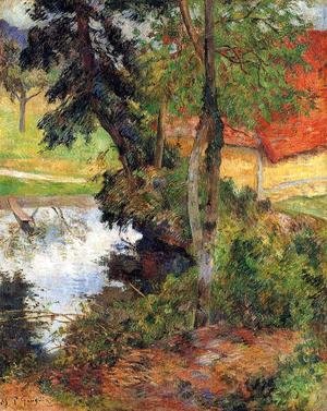 Paul Gauguin - Red Roof By The Water