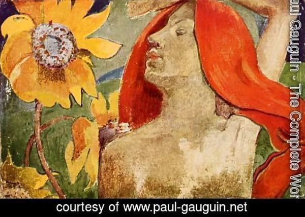 Paul Gauguin - Redheaded Woman And Sunflowers