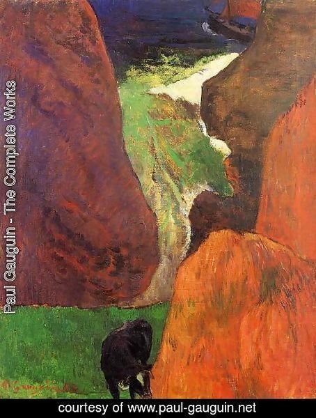 Paul Gauguin - Seascape With Cow On The Edge Of A Cliff