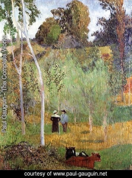 Paul Gauguin - Shepherd And Shepherdess In A Meadow