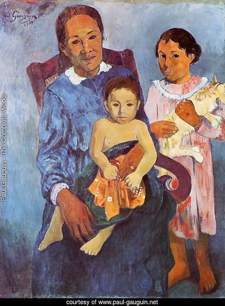 Tahitian Woman And Two Children